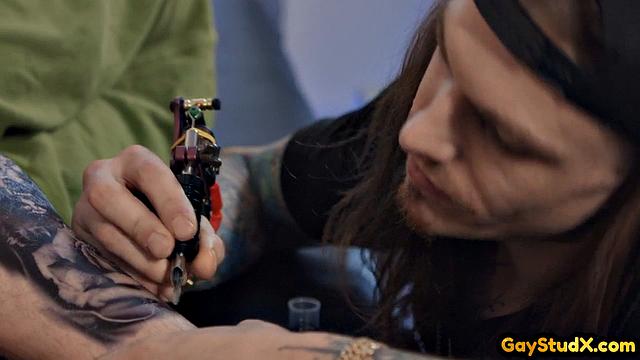 Inked skinny jock buttfucking horny partner