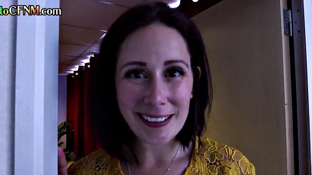 CFNM babes deepthroating and wanking guy at library