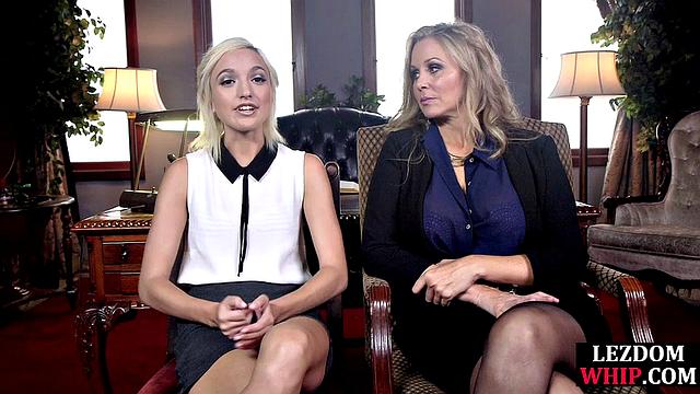 Lez MILF domina straponfucking 21yo