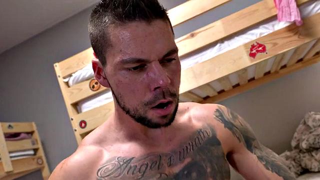 Double penetrated hostel bae in 3some fuck