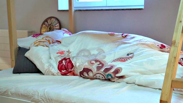 Naughty tattooed teen and her big-titted friend share a hostel FFM with ass licking, threesome, and more!