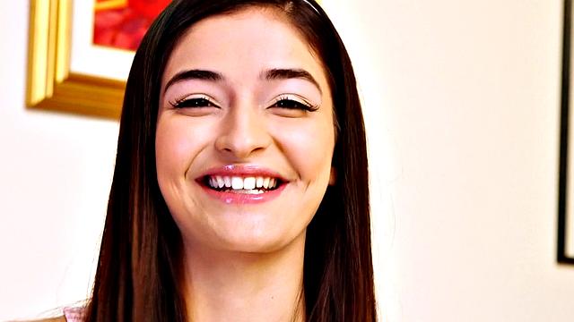 Pocket-sized teen Emily shows off her pool skills before rubbing her small boobs and fingering her hairless snatch on the table.