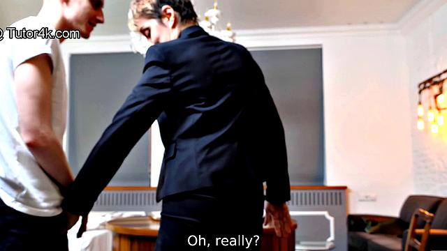 TUTOR4K. Happy guy finally achieved his ambition to fuck literature tutor