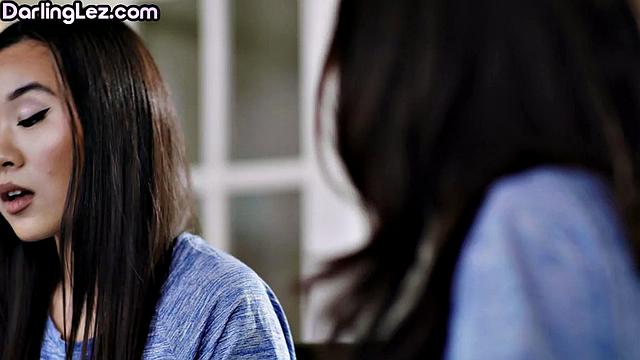 Petite lesbians in 4some