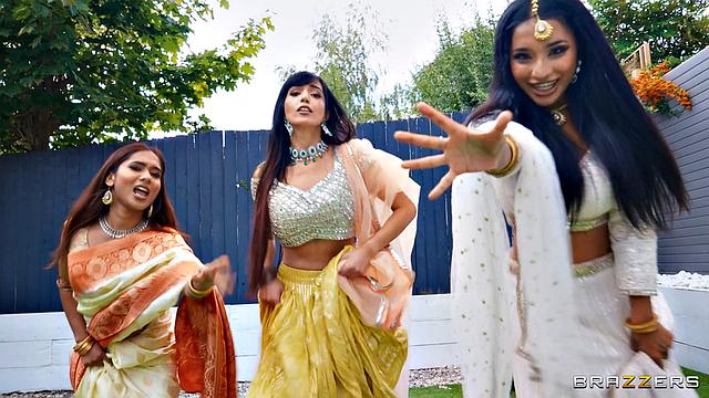 Yasmina Khan, Aaliyah Yasin and Mia Z get wild with each other's bodies before Keiran Lee brings his cock to the party