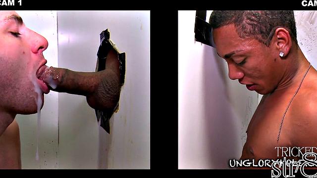 чёрный красавец встрял на глориоле - мужик жадно берет в рот