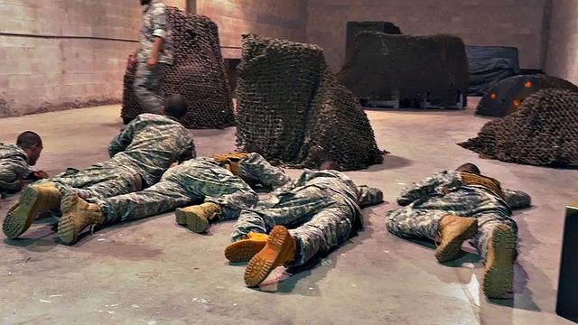 Army stud gets fucked by military in shower after BJ