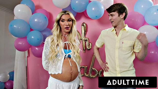 ADULT TIME - Horny Pregnant Besties Rylee Blake & T-Girl Aubrey Kate in