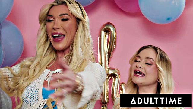 ADULT TIME - Horny Pregnant Besties Rylee Blake & T-Girl Aubrey Kate in