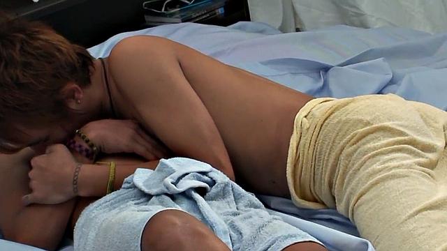 Golden pee twink cums after fucking BFs analhole