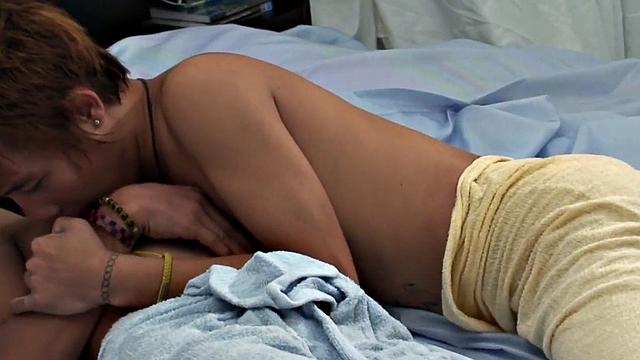 Golden pee twink cums after fucking BFs analhole