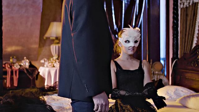 Intense group sex with small-titted pierced babe in lingerie & cowgirl pose