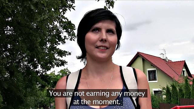 Naughty tattooed teen with big tits fucks in photo studio with doggystyle outdoor action