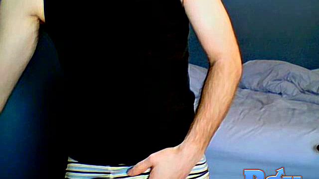 Aaron puts on a solo striptease and strokes for the camera