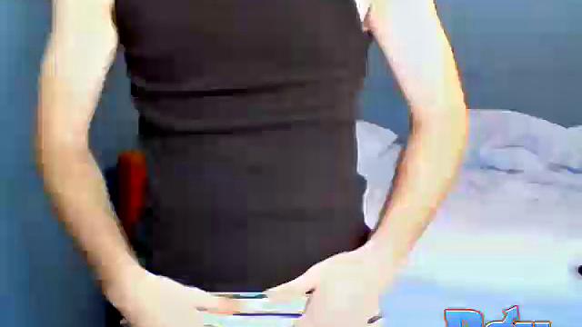 Aaron puts on a solo striptease and strokes for the camera