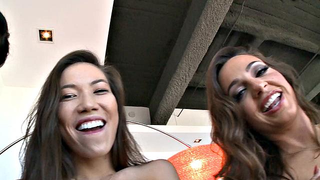 Abigail, Kalina, and Romi Have a Drooling Cock Buffet