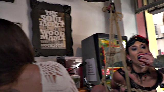 Redhead domina n lord showing their naked babe sub in public