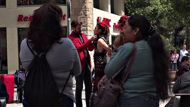 Redhead domina n lord showing their naked babe sub in public