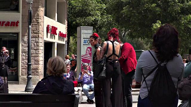 Redhead domina n lord showing their naked babe sub in public