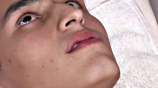 Slim Latino fingered and rimmed by for cum in mouth