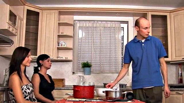 CFNM babes peg guy ass in 3some with strapon