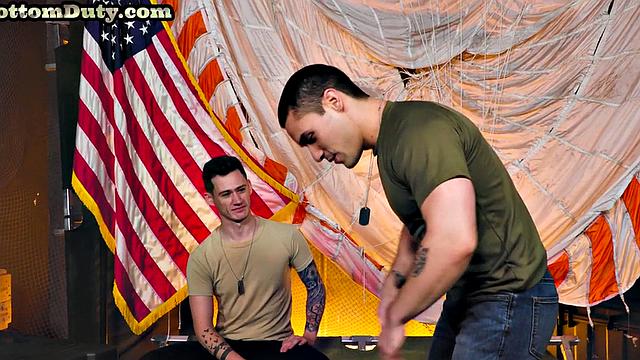 Military bottom barebacked by athletic top BF on duty