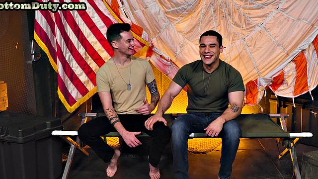 Military bottom barebacked by athletic top BF on duty