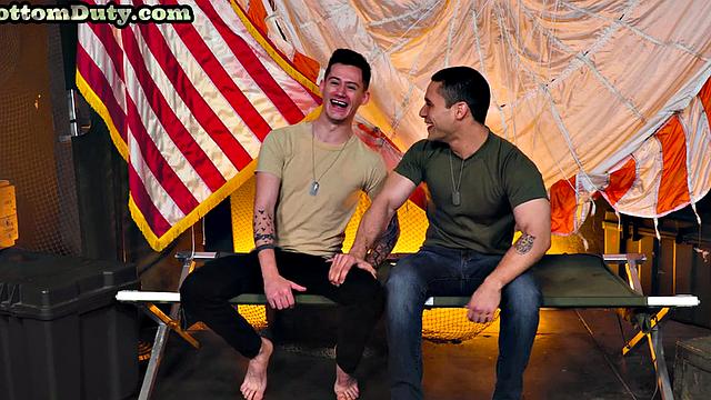 Military bottom barebacked by athletic top BF on duty