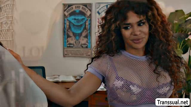 Fucking my TS roommate while doing homework