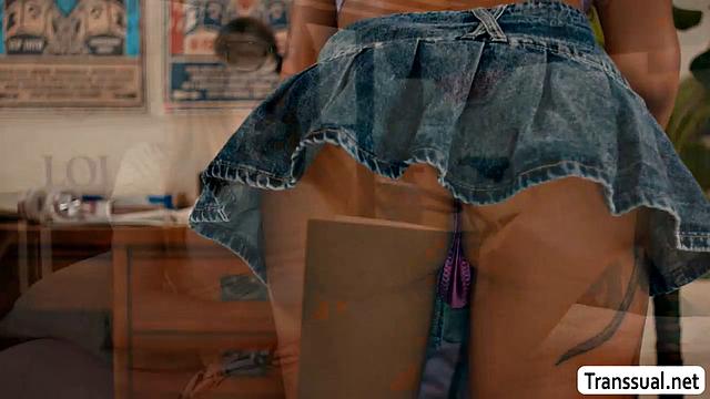 Fucking my TS roommate while doing homework