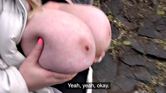 Picked up euro giving titjob during bendover sex