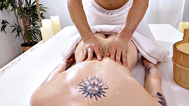 WAM tattooed babe passionately fucked on table