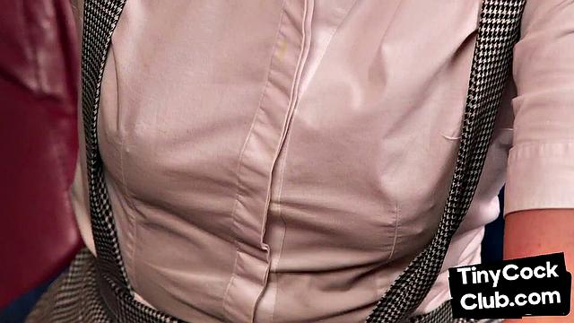 Dirtytalking CFNM bae wanking small cock till he cums