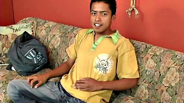 We join Latin boy Fabiano parked on the couch and ready to jerk off. It isn't long before he's stripped naked and fingering his little ass. The added stimulation soon has him boned up and ready to get himself off.