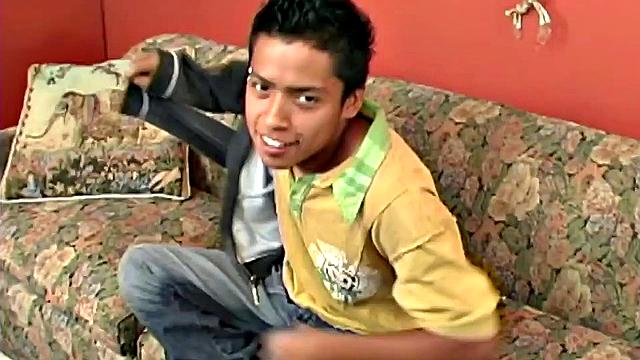 We join Latin boy Fabiano parked on the couch and ready to jerk off. It isn't long before he's stripped naked and fingering his little ass. The added stimulation soon has him boned up and ready to get himself off.