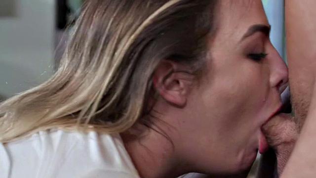 Secretary babe deepthroats and rides colleague cock