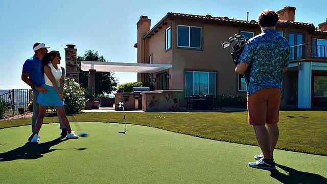 Dripping ass plowed by golfer