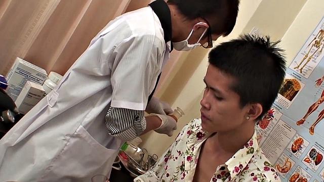 Skinny Asian twink fucked by doctor in medical infirmary