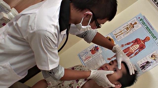 Skinny Asian twink fucked by doctor in medical infirmary