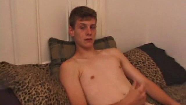 Straight guy Skylerr is horny and wants to beat off to a porn video. He works himself through his pants, and then pulls out his huge dick.