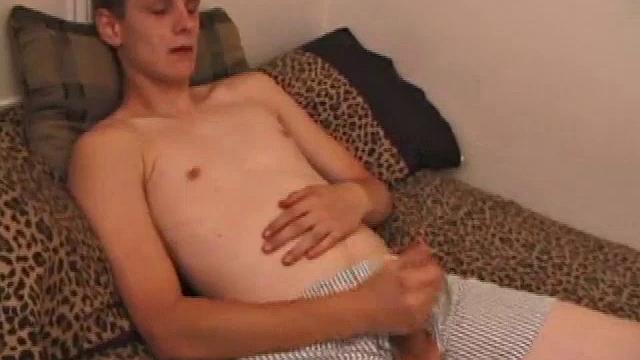 Straight guy Skylerr is horny and wants to beat off to a porn video. He works himself through his pants, and then pulls out his huge dick.