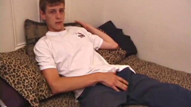 Straight guy Skylerr is horny and wants to beat off to a porn video. He works himself through his pants, and then pulls out his huge dick.