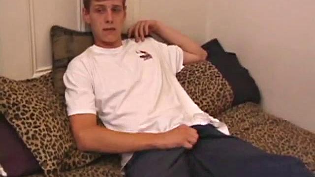 Straight guy Skylerr is horny and wants to beat off to a porn video. He works himself through his pants, and then pulls out his huge dick.