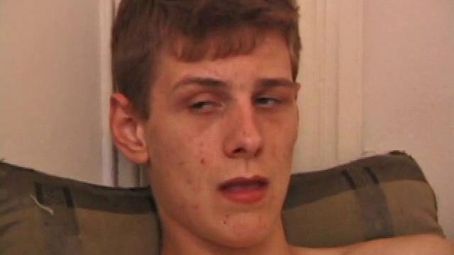 Straight guy Skylerr is horny and wants to beat off to a porn video. He works himself through his pants, and then pulls out his huge dick.