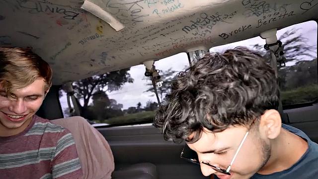 Picked up stud bareback fucks guy in bus and cums