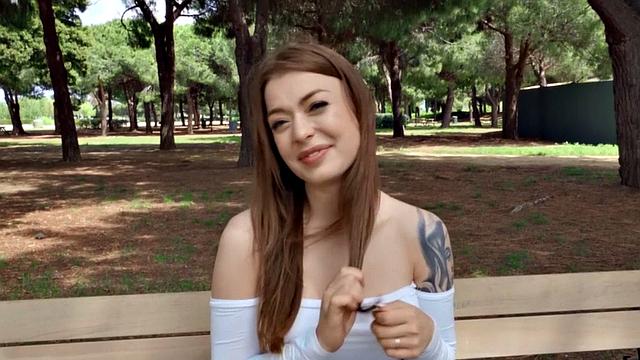 Amateur tattooed and pierced babe rides cock outdoor