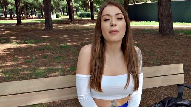 Amateur tattooed and pierced babe rides cock outdoor