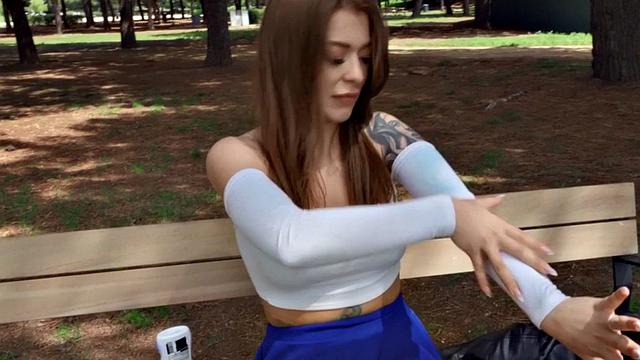 Amateur tattooed and pierced babe rides cock outdoor