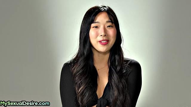 Asian hairy petite fingerfucking solo