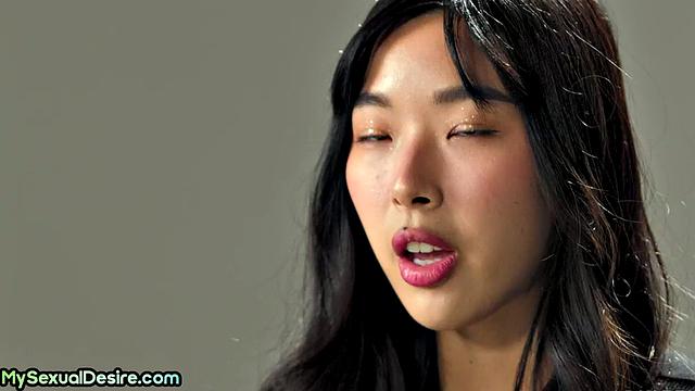 Asian hairy petite fingerfucking solo